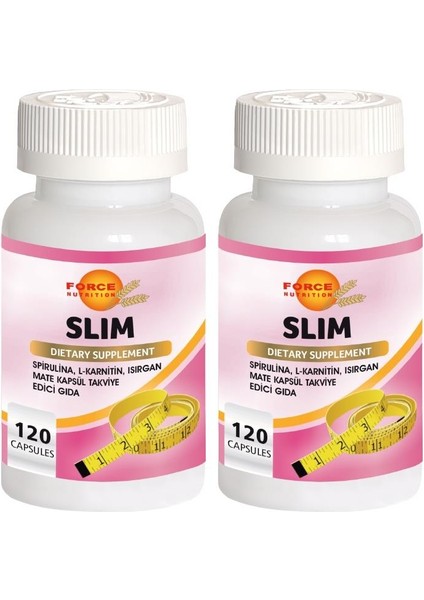 Slim 2 x 120 Kapsül Spirulina L-Karnitin Isırgan Mate Yeşil Çay Krom