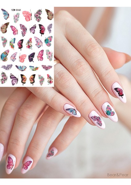 BP Tattoo Kelebek Kanatları Rengarenk Tırnak Stickerı - Nail Art Tırnak Dövme