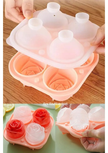 Iles Gurme Gül Buz Kalıbı, Kapaklı, Silikon, Çok Amaçlı Büyük Boy