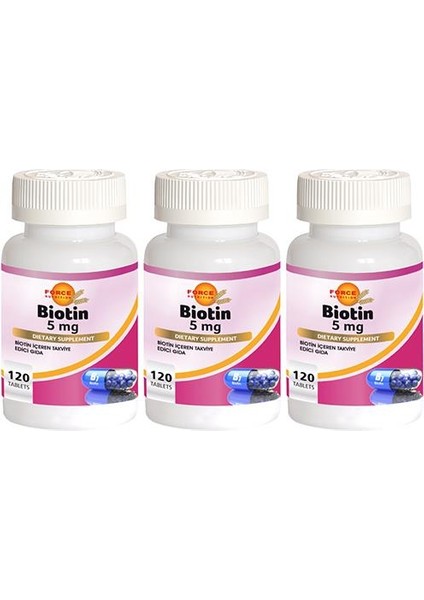 Biotin 5 mg 3 x 120 Tablet