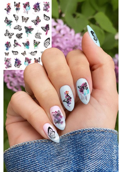 BP Tattoo Kelebek Nail Art Sticker Tırnak Dövmesi