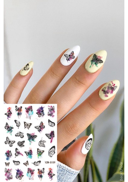 BP Tattoo Kelebek Nail Art Sticker Tırnak Dövmesi