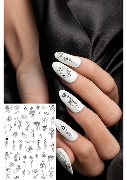 BP Tattoo Flower Girl Nail Art Tırnak Sticker Çiçekli Tırnak Dövmesi