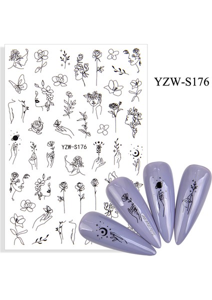 BP Tattoo Flower Girl Nail Art Tırnak Sticker Çiçekli Tırnak Dövmesi