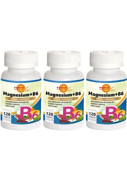 Magnesium Vitamin B6 Vitamini 3 x 120 Tablet Magnezyum