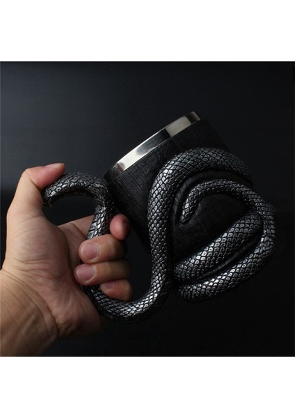 Cobra Tasarımlı Kupa 3D Oyma Paslanmaz Çelik Kupa