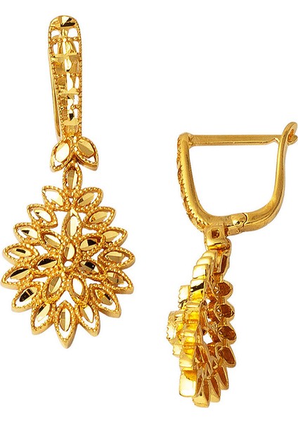 14 Ayar Yaşam Çiçeği Altın Küpe