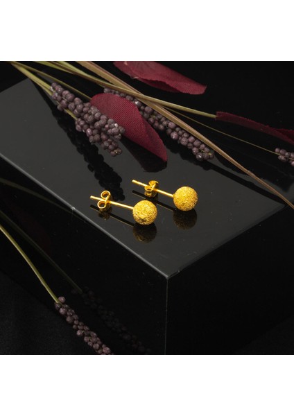 Kumlu 22 Ayar Altın Top Küpe 6 Mm.