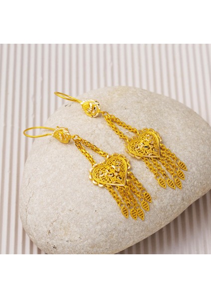 14 Ayar Sallantılı Hint Işi Altın Küpe modelleri