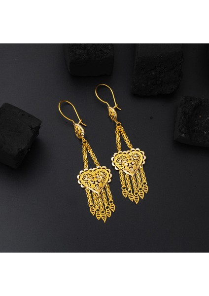 14 Ayar Sallantılı Hint Işi Altın Küpe fırsatları