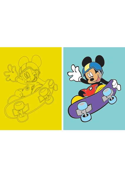 Disney Mickey Mouse, 5 Adet Büyük Boy A4 Boyunda, Erkek Çocuk Kum Boyama Kartı Seti-Red Castle KB-D-050