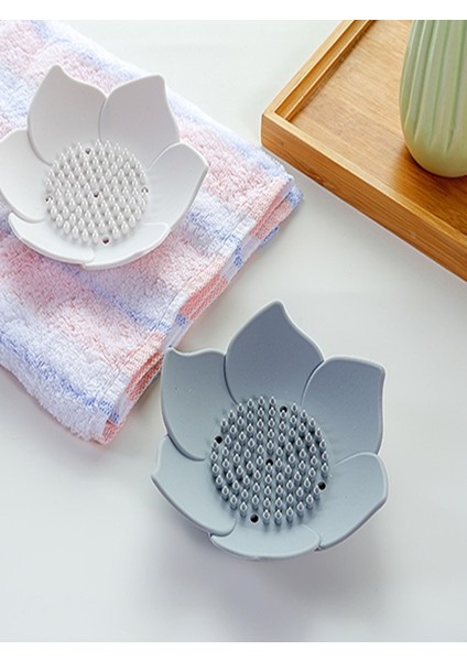 Sabunluk Lotus Tasarımlı Şık Sabunluk Katı Sabunluk Su Giderli Sabunluk