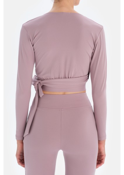 Lila Kadın Baglama Detaylı Yoga Üstü fırsatları