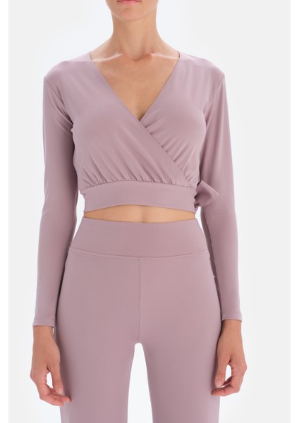 Lila Kadın Baglama Detaylı Yoga Üstü indirimleri