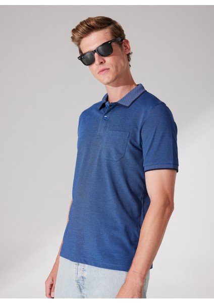 Lacivert Melanj Erkek Polo T-Shirt 4A9000000004