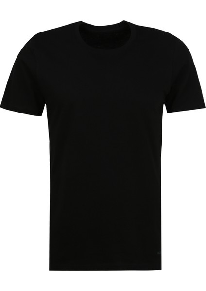 Yuvarlak Yaka Düz Siyah Erkek T-Shirt 9638