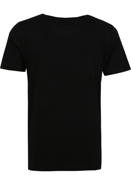 Yuvarlak Yaka Düz Siyah Erkek T-Shirt 9638 fiyatları