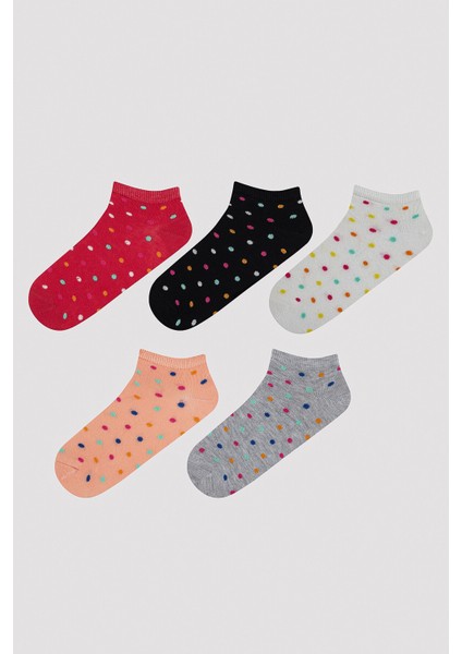 Renkli Puantiyeli 5li Patik Çorap