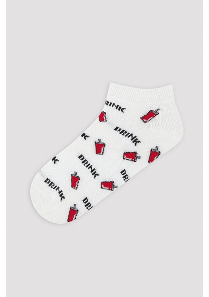 Pizza Baskılı Siyah 3lü Patik Çorap modelleri