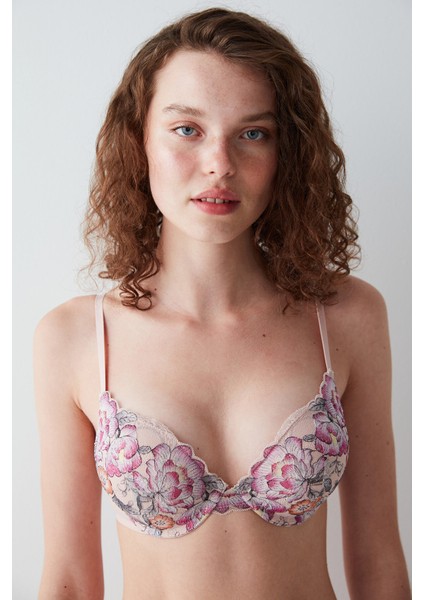 Intense Ekstra Push-Up Destekli Simli Pembe Sütyen