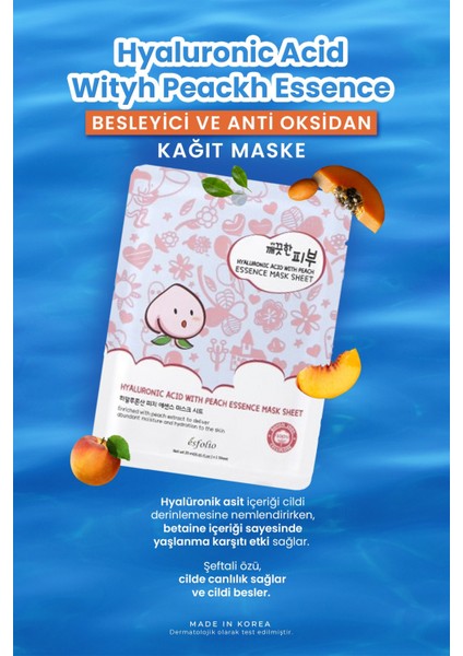 Hyalüronik Asit ve Şeftali Ile Nemlendirici, Aydınlatıcı Kağıt Maske Esfolio Mask fiyatları