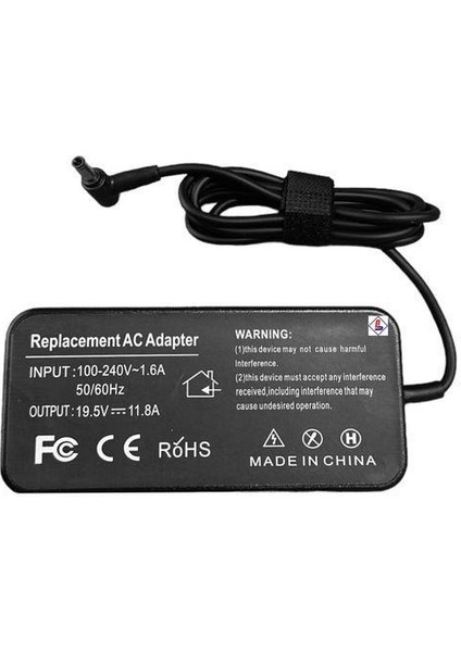 19.5 Volt 11.8 Amper Asus Adaptör 19.5 Volt 11.8 Amper 6.0 mm 3.7 mm Iğneli Adaptör