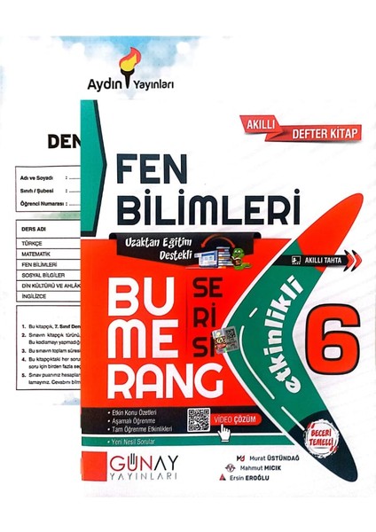 6.Sınıf Bumerang Fen Bilimleri Defter&kitap-Yeni Baskı-(Aydın Yayınları Denemeli)