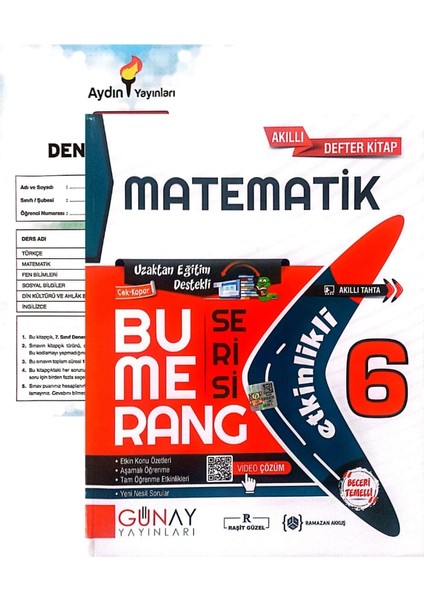 6.Sınıf Bumerang Matematik Defter&kitap-Yeni Baskı-(Aydın Yayınları Denemeli)