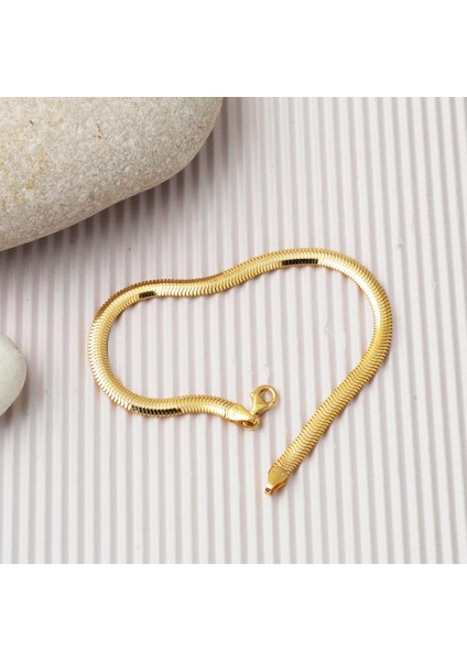 Balıksırtı Italyan 14 Ayar Altın Bileklik 5 Mm. Enli modelleri