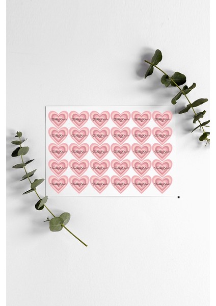 Renkli Kalpli Thank You Teşekkür Stickers Çıkartma PYTKSTK071