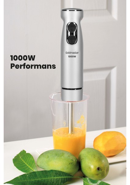 Maximix Silver 1000 Watt 4 Bıçaklı Paslanmaz Çelik Turbo Hız Ayarlı El Blender