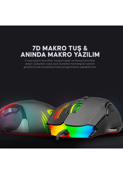 SMX-G38 Claw USB 8 Makro Tuşlu 7200DPI Rgb Ledli Oyuncu Mouse