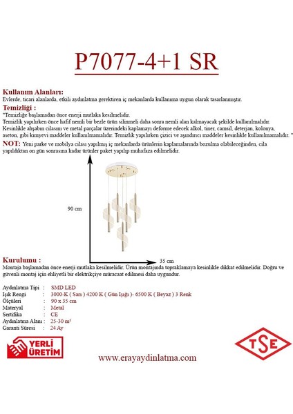 Eray Aydınlatma P7077-4+1 5li Sarkıt LED Avize