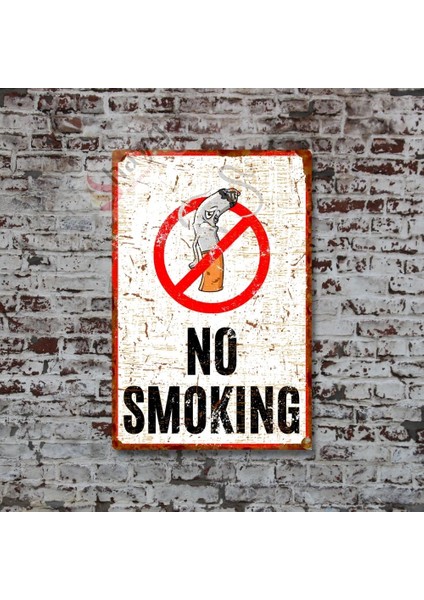 No Smoking, Pas Görünümlü Sigara Içmek Yasaktır Metal Uyarı Levhası, Dekoratif Alüminyum Tabela