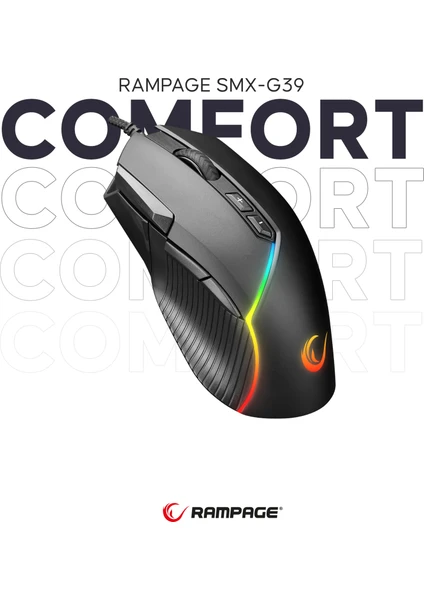 SMX-G39 COMFORT 8 Makro+Extra Atış Tuşlu( Drag Click ) 12800dpi RGB Ledli Gaming Oyuncu Mouse