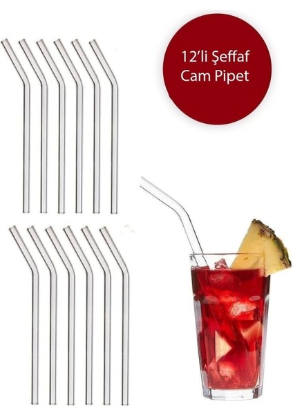 Şeffaf 12 li Cam Eğimli Pipet
