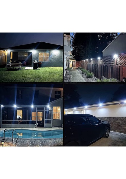 Geniş Açılı Solar LED 100 LED 3 Modlu Harekete Duyarlı Güneş Enerjili Solar LED Suya Dayanıklı Solar Bahçe LED Aydınlatma LED Işık Hareket Sensörlü LED Işık Yüksek Işık Aydınlatma 4 Adet