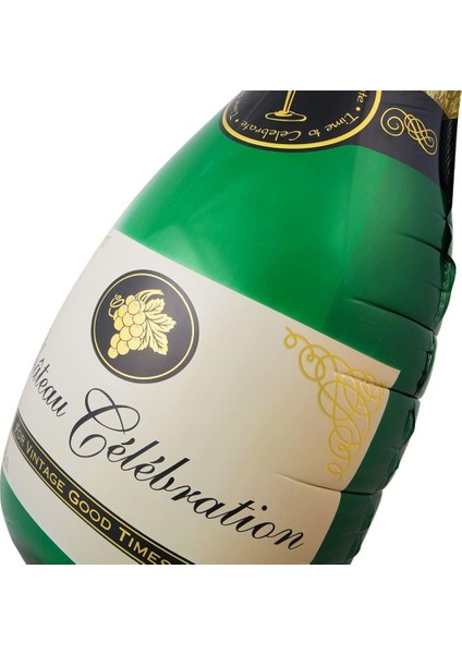 Folyo Balon Şampanya Şişesi Helyum Balon Yeşil Renk