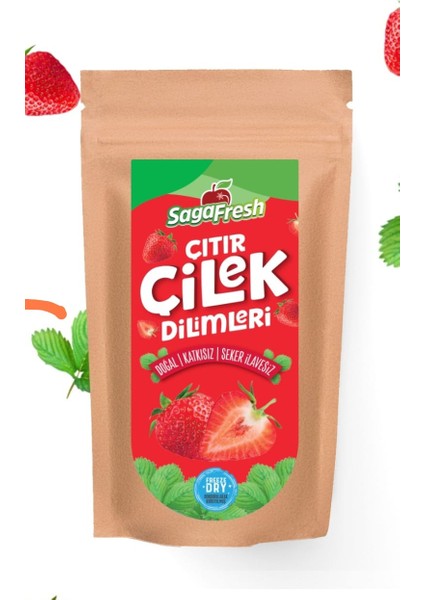 Dondurularak Kurutulmuş Çilek Dilimleri 50 gr