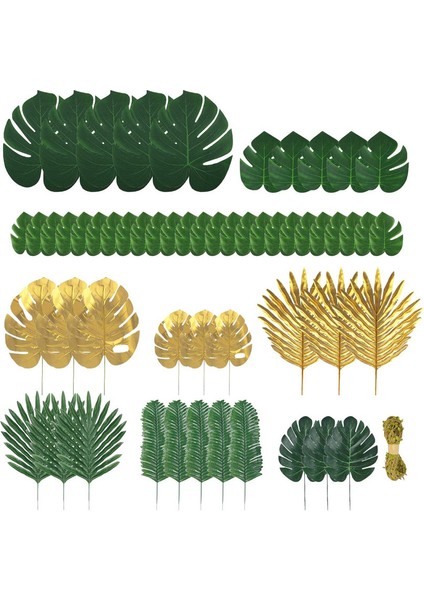 9 Farklı Türde 60 Adet Yapay Palmiye Yaprağı Tropikal Bitki Grubu (Yurt Dışından)