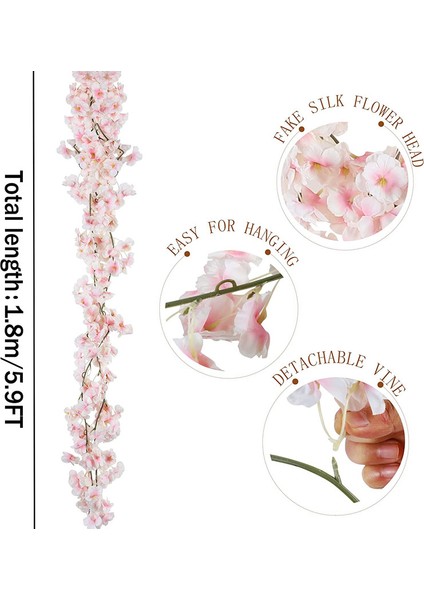 2 Paket Yapay Kiraz Çiçeği Kordon Çelenk Pembe Etli (Yurt Dışından) fiyatları