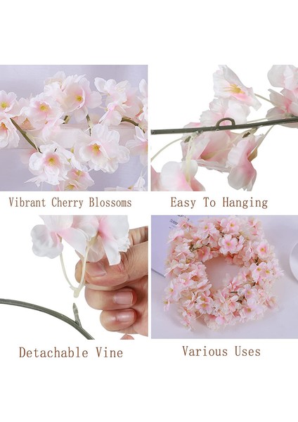 2 Paket Yapay Kiraz Çiçeği Kordon Çelenk Pembe Etli (Yurt Dışından) modelleri