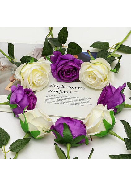 Lot Of 12 Yapay Ipek Gül Beyaz, Mor (Yurt Dışından) fırsatları