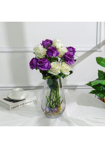 Lot Of 12 Yapay Ipek Gül Beyaz, Mor (Yurt Dışından) indirimleri