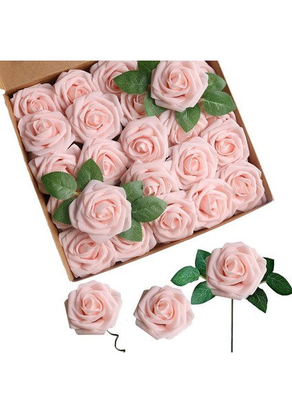 25 Adet Yapay Gül Pembe Şampanya (Yurt Dışından)