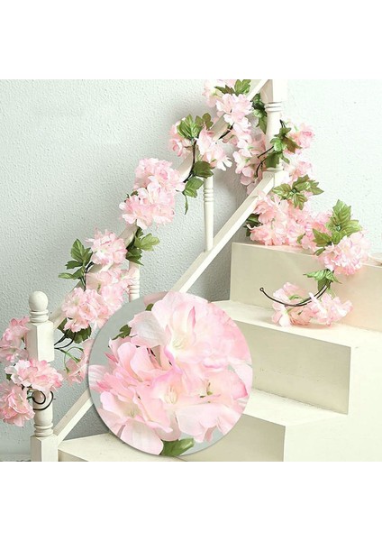 2 Adet x 235CM Yapay Simülasyon Kiraz Çiçeği Kolye Çelenk Pembe (Yurt Dışından)