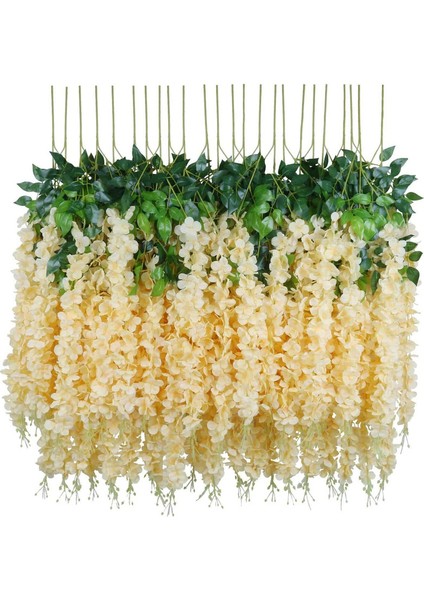 24'lü Yapay Çiçek Seti Ipek Asma Asma Çiçek Çelenkleri Şampanya (Yurt Dışından)