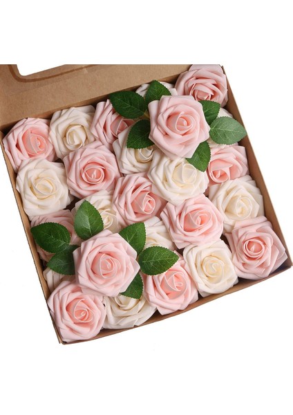 25 Adet Saplı Yapay Köpük Gül Şampanya Tozu + Krem (Yurt Dışından)