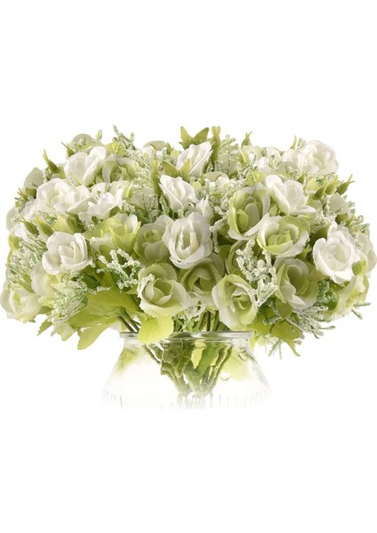 Yapay Gül Çiçekleri, 5'li Çiçek Demeti Beyaz (Yurt Dışından)