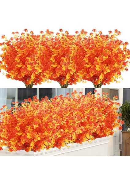 4 Adet Uv Işınlarına Dalı Asılı Yapay Bitki Çiçekleri Turuncu (Yurt Dışından)